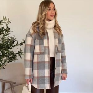 Oversized Shirt Jacket Shacket Plaid Jacket Neutrals New